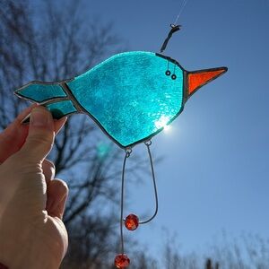 Vintage Stained Glass Bird Sun Catcher
